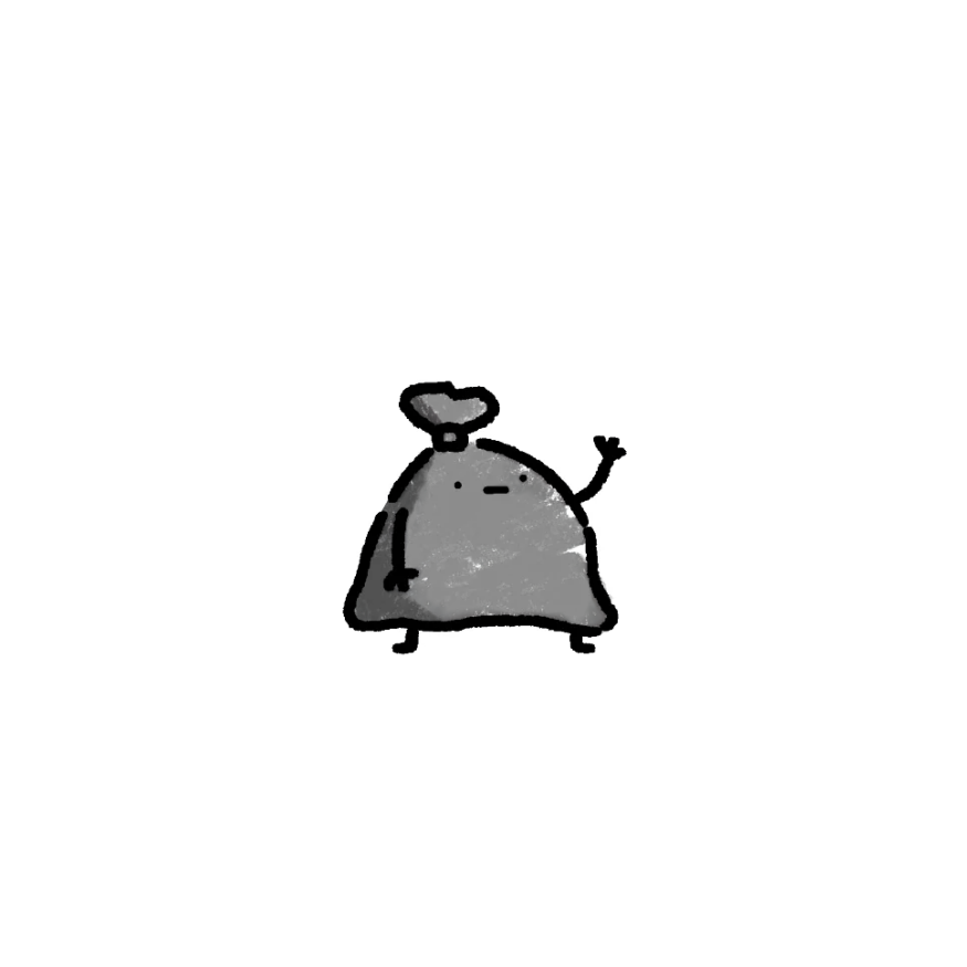 Small ゴミholy trash waving hello
